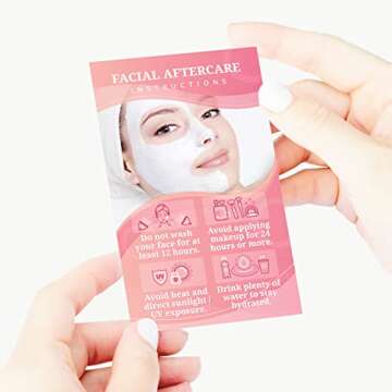 Havongki - 100 Pack - 2 x 3.5" Premium Facial Aftercare Instructions Cards Care PMU Supplies for Professional Esthetician - FA02A100_N
