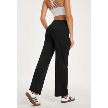 COPYLEAF Wide Leg Pants Woman High Waist Yoga Pants with Pockets Loose Stretch Dress Work Sweatpants Casual Lounge