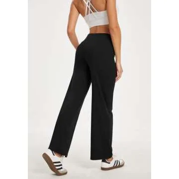 COPYLEAF Wide Leg Pants Woman High Waist Yoga Pants with Pockets Loose Stretch Dress Work Sweatpants Casual Lounge
