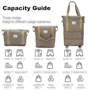 Expandable Duffel Bag with Rolling Wheels for Travel