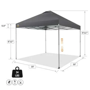 CROWN SHADES 10x10 Pop Up Canopy - Easy Setup for Any Occasion