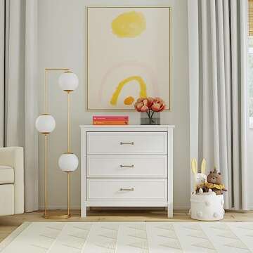 DaVinci Charlie 3-Drawer Dresser in White , 35x20x34 Inch (Pack of 1)