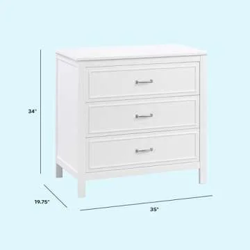 DaVinci Charlie 3-Drawer Dresser in White , 35x20x34 Inch (Pack of 1)