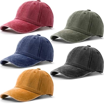 5 Pieces Unisex Cotton Vintage Baseball Cap Low Profile Unstructured Baseball Hat Washed Distressed ...