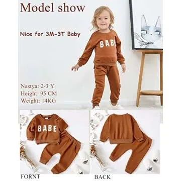 HIGHUZZA Baby girl clothes 6-12 month girl clothes newborn infant girl clothes baby girls sweatshirt winter fall outfits baby girls' baby girls' clothing girls sweatpants brown