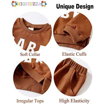 HIGHUZZA Baby girl clothes 6-12 month girl clothes newborn infant girl clothes baby girls sweatshirt winter fall outfits baby girls' baby girls' clothing girls sweatpants brown