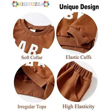 HIGHUZZA Baby girl clothes 6-12 month girl clothes newborn infant girl clothes baby girls sweatshirt winter fall outfits baby girls' baby girls' clothing girls sweatpants brown