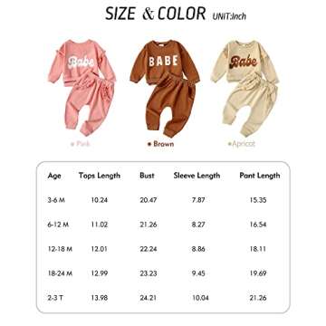 HIGHUZZA Baby girl clothes 6-12 month girl clothes newborn infant girl clothes baby girls sweatshirt winter fall outfits baby girls' baby girls' clothing girls sweatpants brown