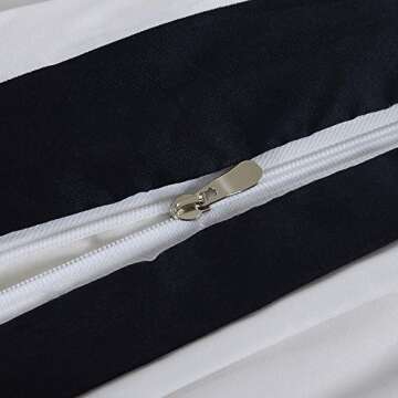 Vaulia Soft Microfiber Duvet Cover Set, White and Black Stripe Printed Pattern Twin Size