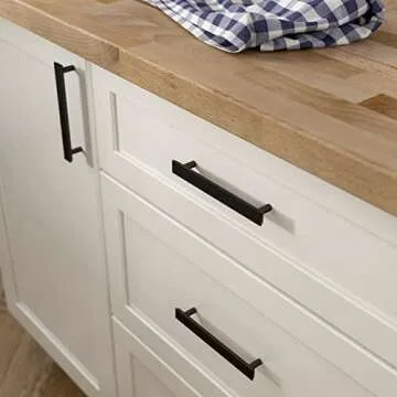 Franklin Brass Simple Chamfered (10-Pack) Cabinet Handles 5-1/16' Hole Center Matte Black Kitchen Drawer Pulls Dresser, Furniture Hardware P40846K-FB-C