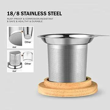 COYMOS Ceramic Tea Mug with Infuser and Lid, 16oz Loose Leaf Tea Cup Large Handle Teaware Mug, Christmas Gifts for Women, Mothers Day Gifts for Mom Tea Gift Sets for Tea Lover (Pink)