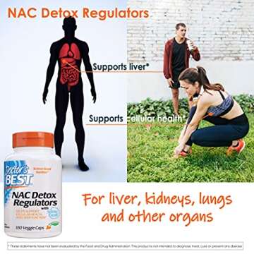 Doctor's Best Nac Detox Regulators with seleno excell, Non-GMO, Vegetarian, Gluten&Soy Free, 180 Veggie Caps, 180Count