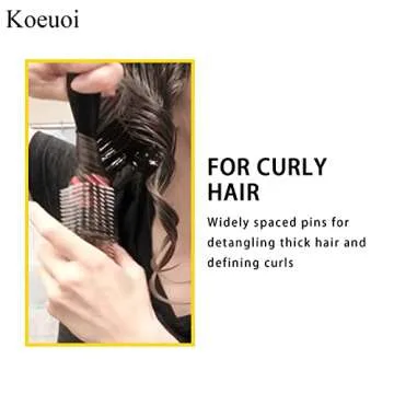 Koeuoi Classic Styling Curly Hair Brush. 9 Row Black Brush for Detangling, Separating, Shaping. For Women and Men Wet or Dry Hair.