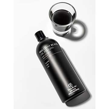 Brilliant Black Oil Pulling, Natural Ayurvedic Blend of Activated Charcoal and Coconut Oil, Oil Pulling Mouthwash Rinse with Peppermint Essential Oil - Terra & Co.