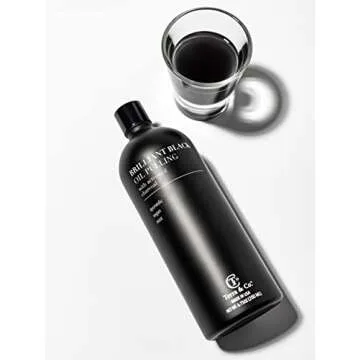 Brilliant Black Oil Pulling, Natural Ayurvedic Blend of Activated Charcoal and Coconut Oil, Oil Pulling Mouthwash Rinse with Peppermint Essential Oil - Terra & Co.