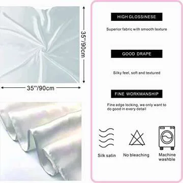 EIysee 35 x 35 Women's Fashion Pattern Large Square Silk Like Hair Scarf Head Sleeping Wrap Satin Neck Bandana for Gift (pure white)…