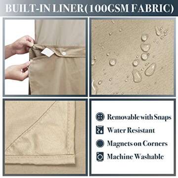 N&Y HOME Waffle Weave Shower Curtain with Snap-in Fabric Liner Set, 12 Hooks Included - Hotel Style, Water-Repellent & Washable, Mesh Top Window - 71x72, Linen