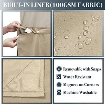 N&Y HOME Waffle Weave Shower Curtain with Snap-in Fabric Liner Set, 12 Hooks Included - Hotel Style, Water-Repellent & Washable, Mesh Top Window - 71x72, Linen