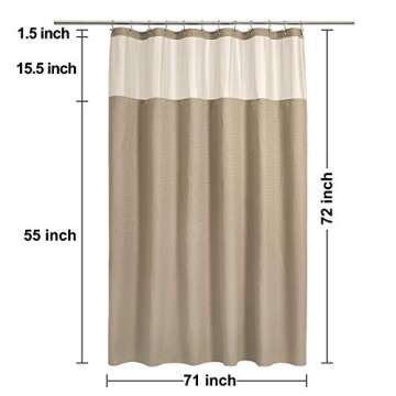 N&Y HOME Waffle Weave Shower Curtain with Snap-in Fabric Liner Set, 12 Hooks Included - Hotel Style, Water-Repellent & Washable, Mesh Top Window - 71x72, Linen