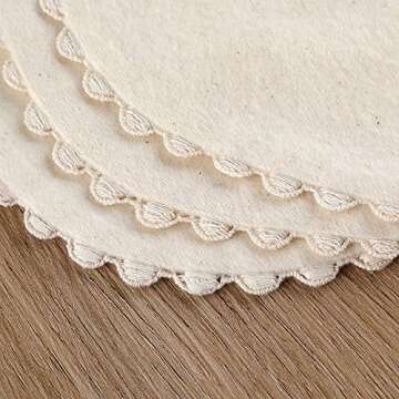 GZMM Baby Bib For Girls,Reversible Waterproof Handmade Natural Cotton Baby Drool Bib 0-12 months 2 Pack (off-white color A, 0-12 months)