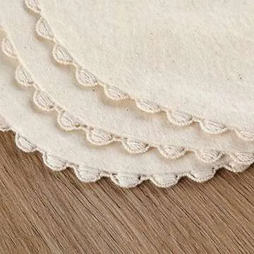 GZMM Baby Bib For Girls,Reversible Waterproof Handmade Natural Cotton Baby Drool Bib 0-12 months 2 Pack (off-white color A, 0-12 months)