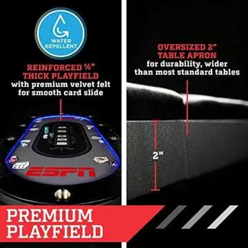 ESPN 10 Player Premium Poker Table with LED Lights