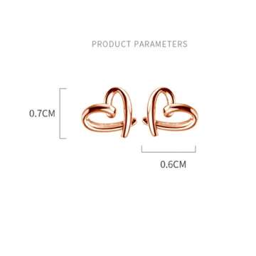 Minimalist Heart Sterling Silver Earrings for Women Girls Teens Charm Hollow Love Hearted Stud Tiny Small Cartilage Tragus Post Pin Hypoallergenic Pierced Ear Jewelry Birthday Mother's Day Gifts Rose-Gold Tone
