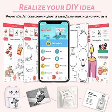 Mini Pocket Printer, Gifts for kids, Portable Thermal Printer for Pictures/Retro-Style Photos/Receipts/Notes/Lists/Label/ Memo/QR Codes, Bluetooth Wireless Smart Printer with Android or iOS APP (PINK)