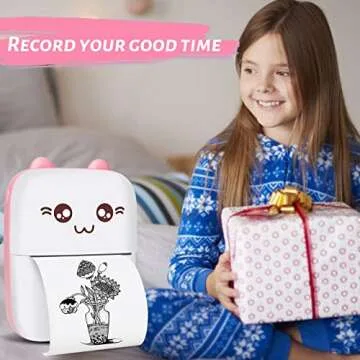 Mini Pocket Printer, Gifts for kids, Portable Thermal Printer for Pictures/Retro-Style Photos/Receipts/Notes/Lists/Label/ Memo/QR Codes, Bluetooth Wireless Smart Printer with Android or iOS APP (PINK)