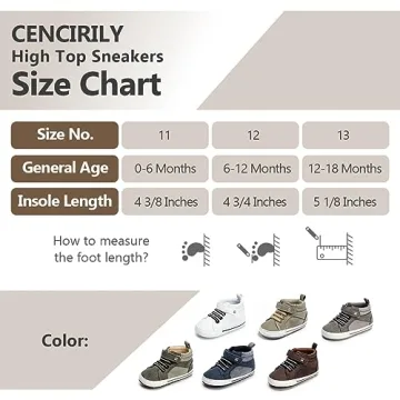 CENCIRILY High Top Infant Sneakers - Soft & Anti-Skid
