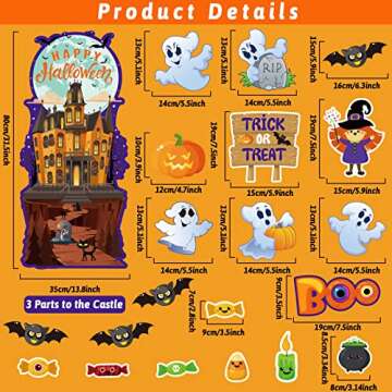 Halloween Classroom Bulletin Board Decorations Halloween Cutouts Trick or Treat Pumpkin Bat Witch Ghost Castle Cut-outs for Holiday School Classroom Decor
