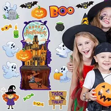 Halloween Classroom Bulletin Board Decorations Halloween Cutouts Trick or Treat Pumpkin Bat Witch Ghost Castle Cut-outs for Holiday School Classroom Decor