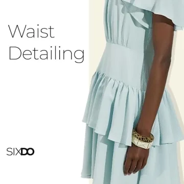 SIXDO Womens 2025 Mini Dresses Floral Ruffle High Neck Short Butterfly Sleeve Flowy Swing Casual Summer Dresses Wear Mint