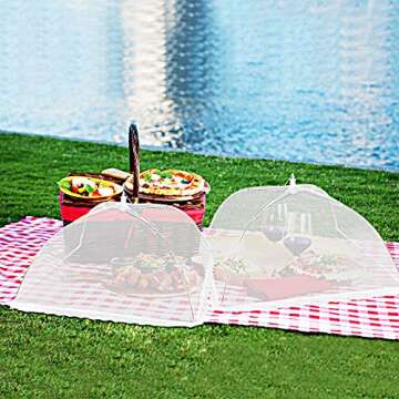 (6 Pack) Omont Pop-Up Food Cover Tents, 17 Inch X17 Inch Food Mesh Cover, Reusable and Collapsible O...
