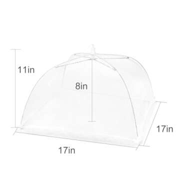 (6 Pack) Omont Pop-Up Food Cover Tents, 17 Inch X17 Inch Food Mesh Cover, Reusable and Collapsible Outdoor Picnic Food Cover Net,Suit for Parties Picnics,BBQs