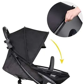 Beberoad Love Universal Stroller Sunshade & Mosquito Net 2-in-1 Stroller Cover UV Protection with 2-Way Zipper (Black)