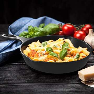 Pre-Seasoned Cast Iron Skillet 12.5 inch with (FREE) 8 inch Pan - Ultimate Heavy Duty Professional Restaurant Chef Quality Pre Seasoned Pan Cookware Set - Great For Frying, Saute, Cooking Pizza & More