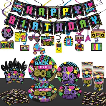 80s Theme Birthday Party Supplies with Decorations for 20 Guests