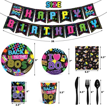 80s Theme Party Supplies Set for 20 Guests with Tableware