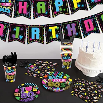 80s Theme Party Supplies Set for 20 Guests with Tableware