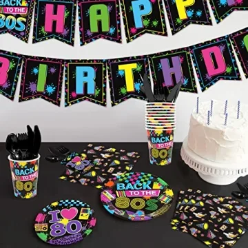 80s Theme Party Supplies Set for 20 Guests with Tableware