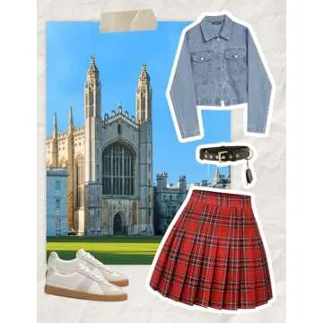 Women’s Pleated Skirt Plaid Skirt High Waist Uniform School Skirts Skater Tennis Skirt with Stretc...