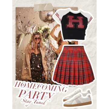 Women’s Pleated Skirt Plaid Skirt High Waist Uniform School Skirts Skater Tennis Skirt with Stretchy Band Red Plaid L