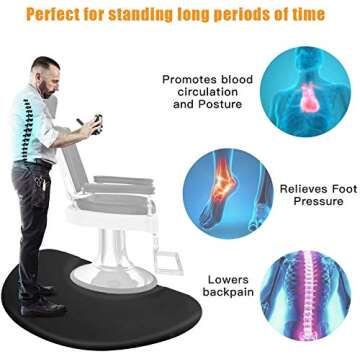 3 ft. x 5 ft. Salon Anti Fatigue Mat for Hair Stylist,Salon Barber Chair Barber Stations Floor Mat,N...