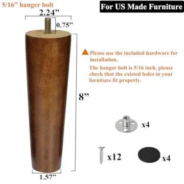 AORYVIC 8-Inch Solid Wood Furniture Legs Set of 4