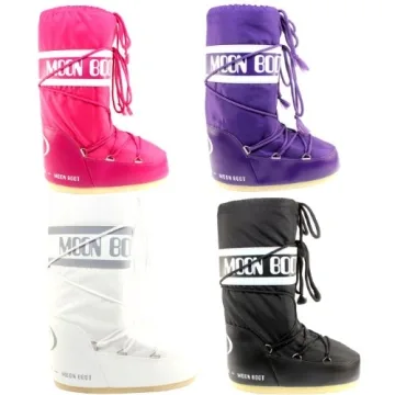 Moon Boot Womens Tenica Original Winter Snow Waterproof Nylon Snow Boots - Black - 3-6.5