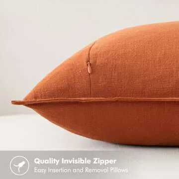 MIULEE Decorative Linen Pillow Covers 18x18 Inch Burnt Orange ​Boho Farmhouse​ ​Neutral Couch Throw Pillows for Bed Pack of 2 Accent Pillowcase Spring Modern Sofa Cushion Livingroom Home Decor