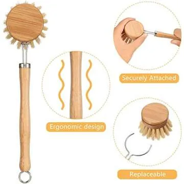 Set of 4 Dish Brushes - Eco-Friendly Kitchen Cleaners