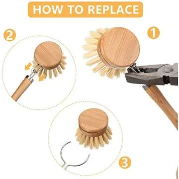 Set of 4 Eco-Friendly Dish Brushes with Replaceable Heads