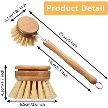 Set of 4 Eco-Friendly Dish Brushes with Replaceable Heads